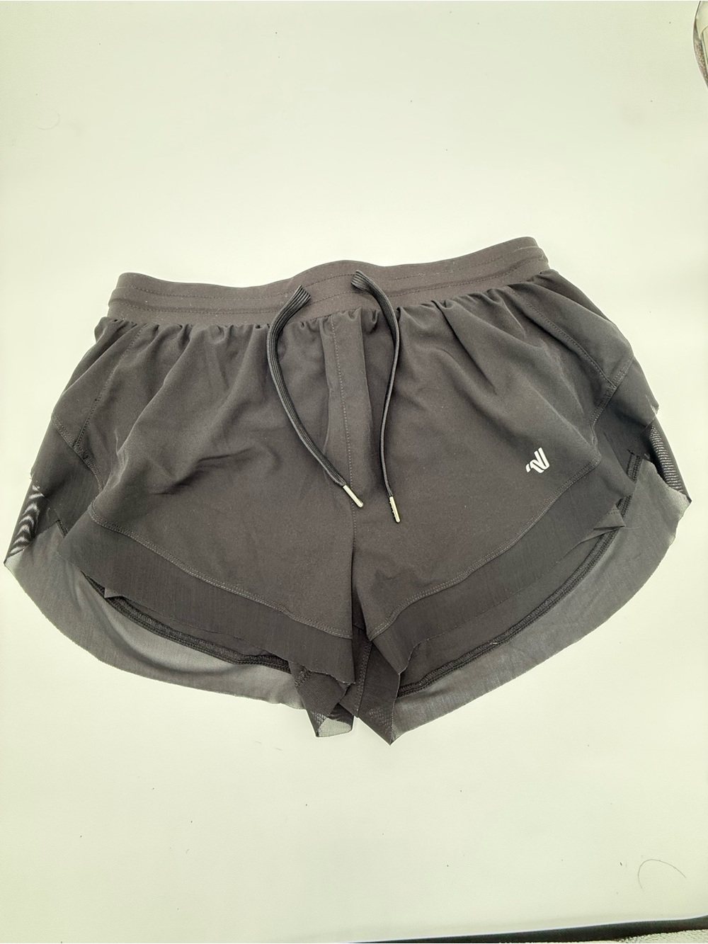 Varsity Black Layered Athletic Shorts with Drawstring